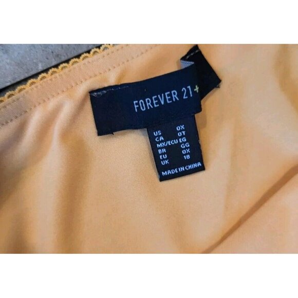 Yellow Floral Mesh Lined Pull On Mini Skirt Forever 21 Sz OX/XL Feminine - Picture 5 of 6